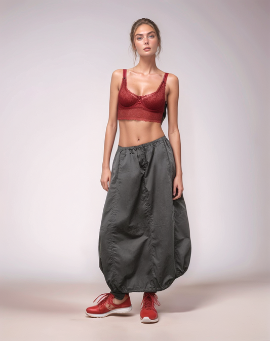 High-Waist Lantern Bubble Skirt – Elastic Waist Balloon Flute Skirt by Sea La Vie