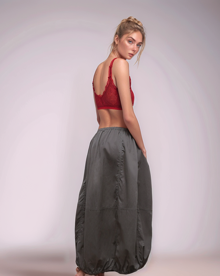 High-Waist Lantern Bubble Skirt – Elastic Waist Balloon Flute Skirt by Sea La Vie